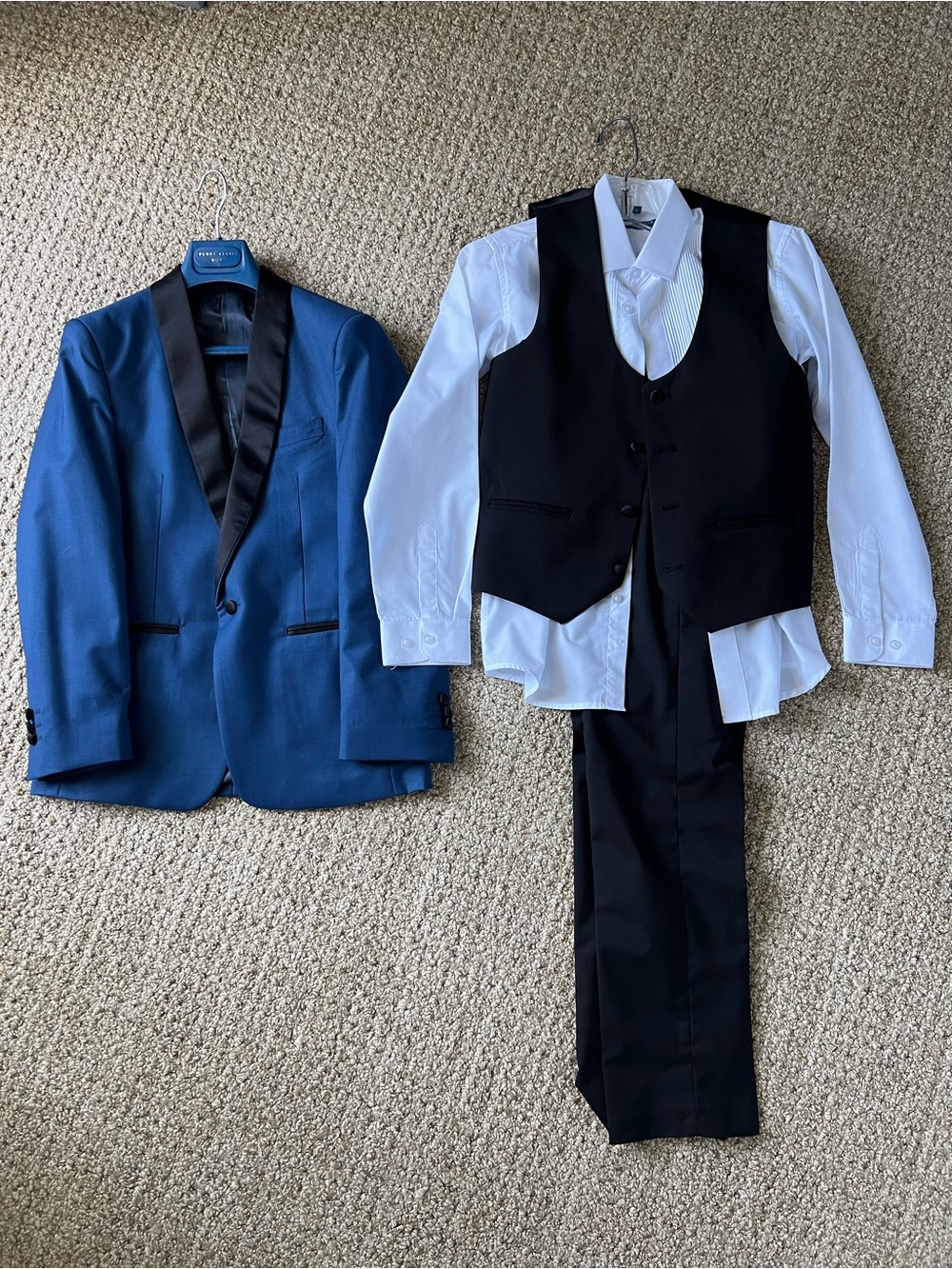 Perry Ellis Boys Blue Satin-Lapel Tuxedo Jacket & Black Vest Set